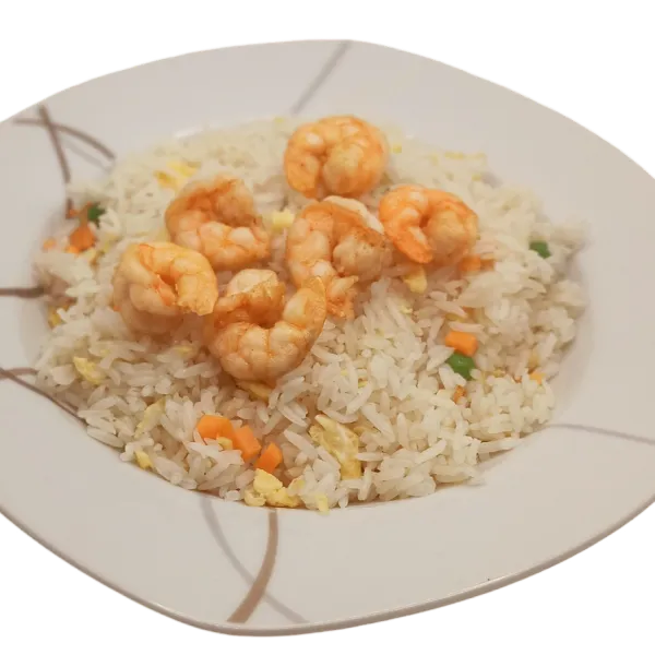 Arroz frito con gambas